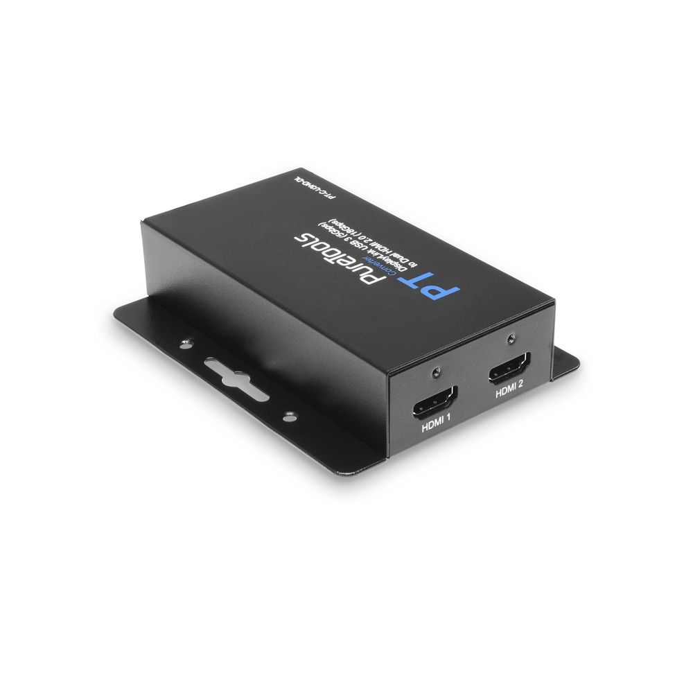 PureTools PT-C-U3HD-DL - USB 3.2 Gen1 DisplayLink Converter - Dual Screen - 4K - 60Hz - HDMI - Schwarz