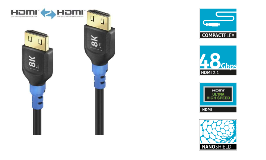 PureLink FI-H100-005-PCK - 8K Ultra High Speed HDMI Kabel - Schwarz - 0,5m Kabellänge - InstallerPack mit 60 Kabeln