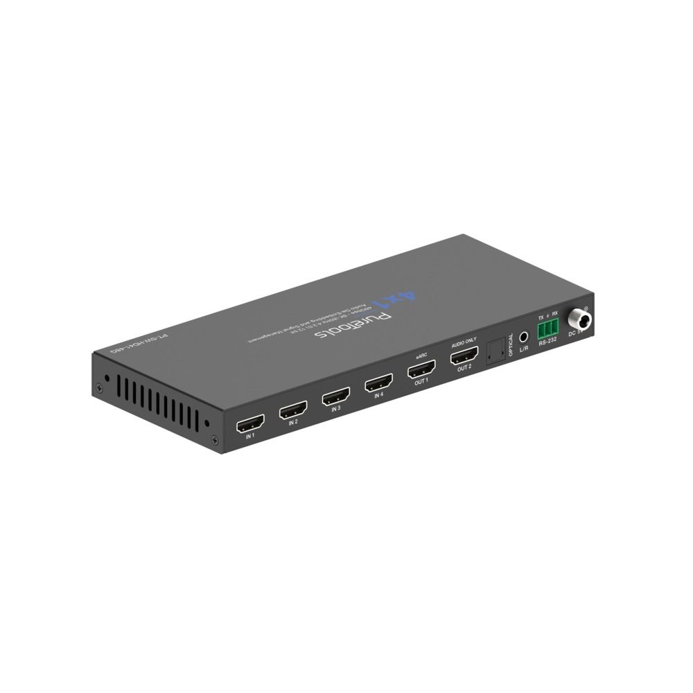 PureTools PT-SW-HD41-48G - 4x1 HDMI 2.1 Switcher 8K (60Hz 4:4:4), Audio-De-Embedding, eARC, RS232- und EDID-Management