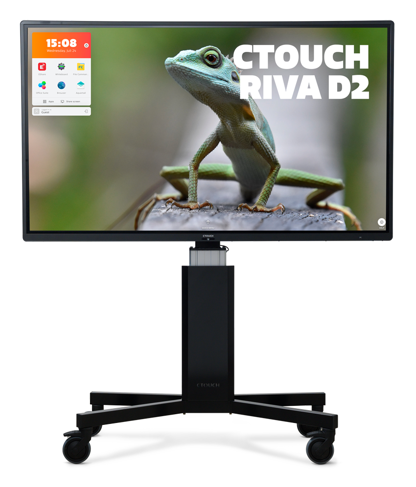 CTOUCH Riva D2 - 86 Zoll - 400 cd/m² - 4K - Ultra-HD - 3840x2160 Pixel - Android 13 - 40 Punkt - Touch Display - Schwarz