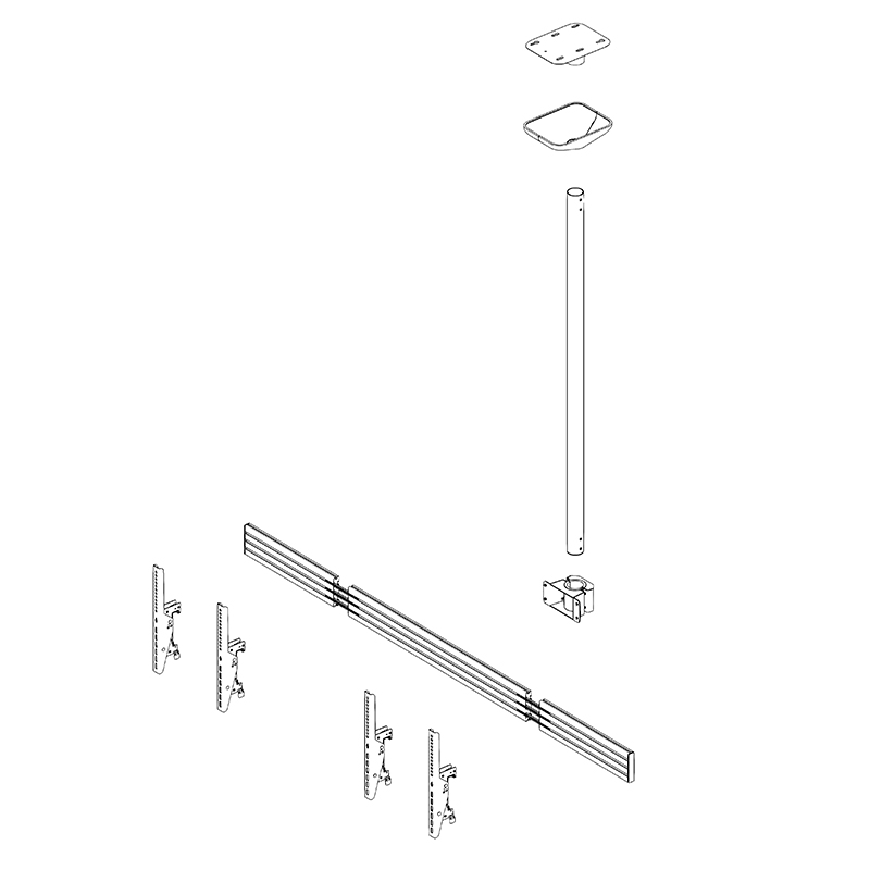 Hagor CPS MENUBOARD D2L - Deckenhalterung - 2 x 46-65 Zoll - VESA 600x400mm - bis 80kg - Schwarz