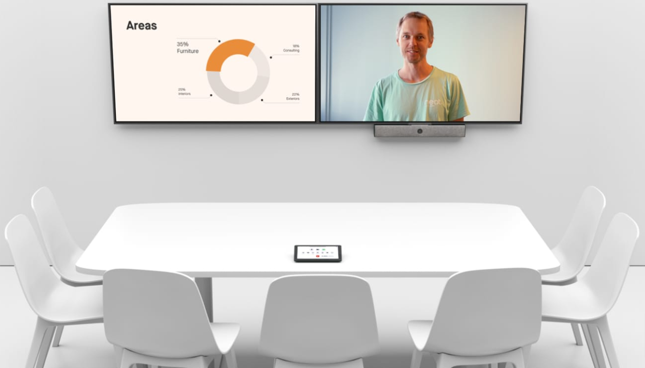 Neat Bar for Zoom and Microsoft Teams - All-in-One-Videokonferenzsoundbar mit Neat Pad Controller - kleine Räume