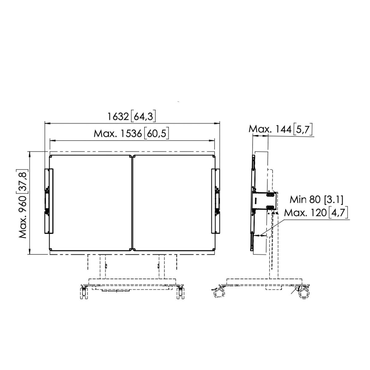 VOGELS RISE A226 - Whiteboard-Set 65 Zoll für motorisierte RISE Standfüße und Rollwägen