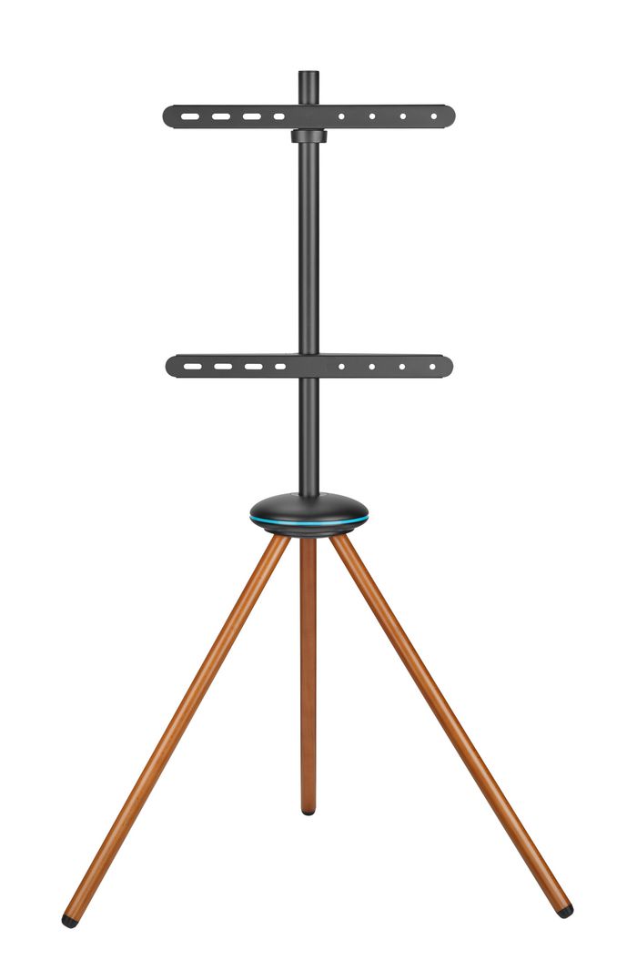 Vivolink VLFS4365 - Faltbarer Standfuß mit Tragetasche - bis zu 70 Zoll - VESA 400x400mm - max. 30kg - Schwarz mit braunen Holzfüßen