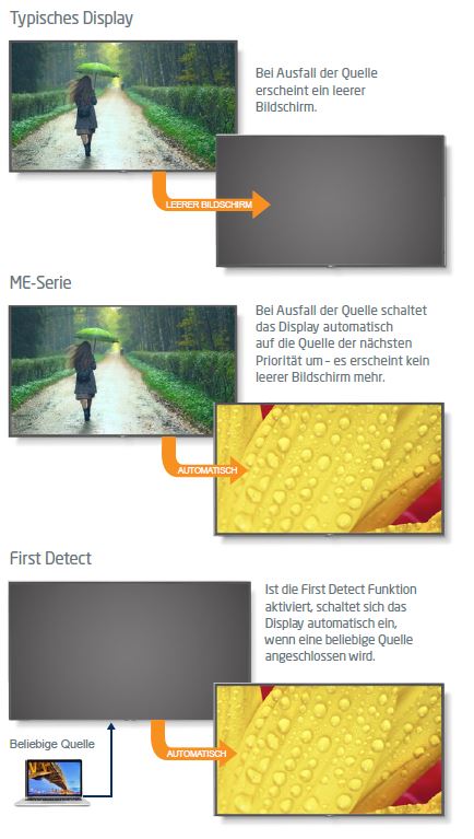 Die Input Detect Funktion des Sharp/NEC MultiSync ME551.