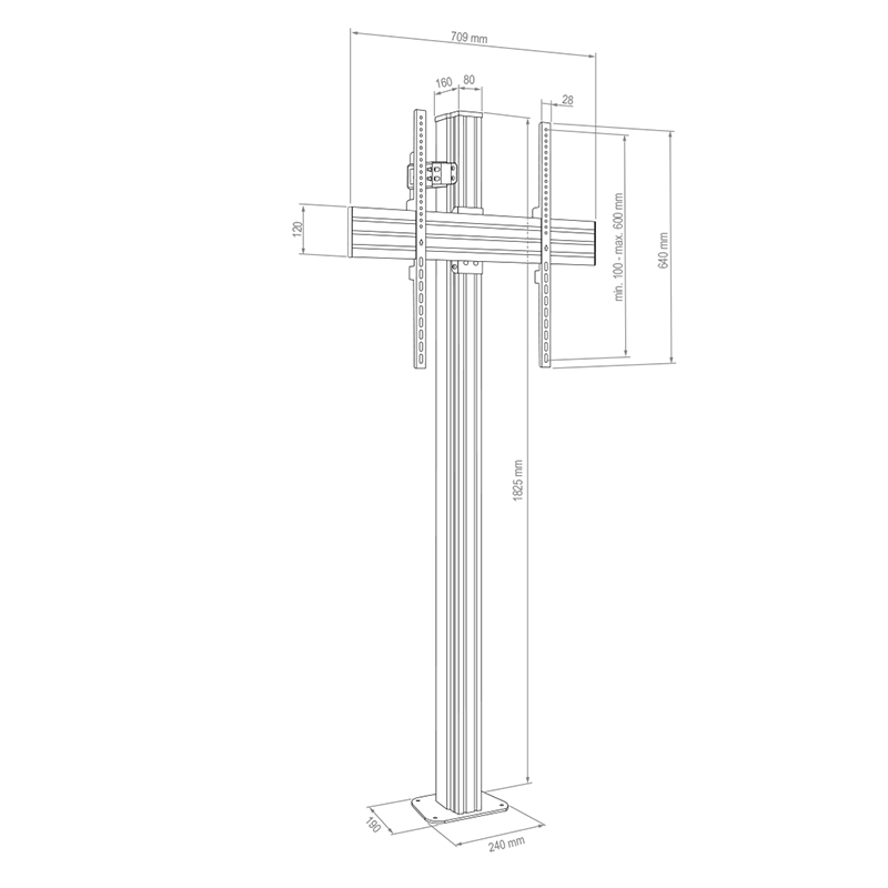 Hagor CPS Floor-Wall/bolt down - Boden-Wandhalterung - 1 x 55-65 Zoll - VESA max. 600x600mm - max. 50kg - Schwarz