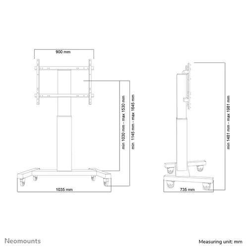 Neomounts by Newstar PLASMA-M2250BLACK - motorisierter Rollwagen - 42-100 Zoll - VESA 800x600 mm - bis 130 kg - Schwarz