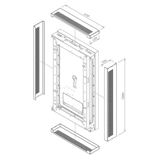 Hagor Cover-Set WH LG 49XE4F - verwendbar mit Hagor Outdoor-Halterung WH LG 49XE4F und Outdoordisplay LG 49XE4F - 5872