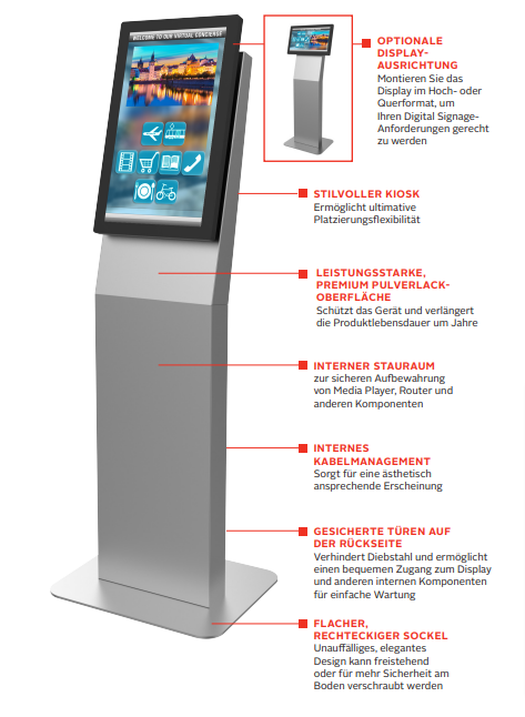 Peerless-AV KIP522-S-EUK - Indoor Stele für Displays von 15 - 32 Zoll für digital Signage