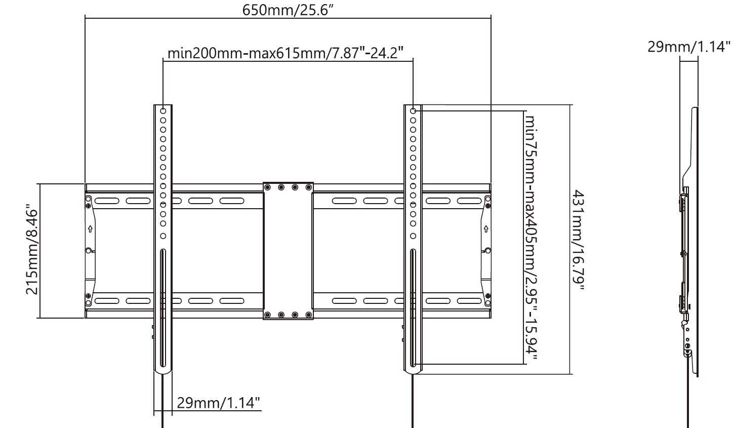 Vision VFM-W6X4V/2 - fixe Wandhalterung - 37-70 Zoll - VESA 600x400mm - bis 60kg - Schwarz