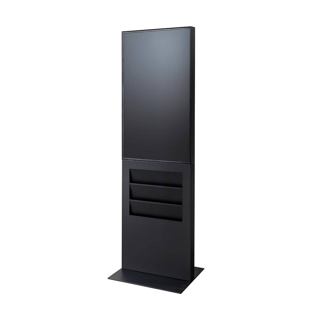 Digitale Infostele Smart Line Regal - Samsung QM43C Display - 6 x DIN A4 Prospektständer - 24/7 - Schwarz