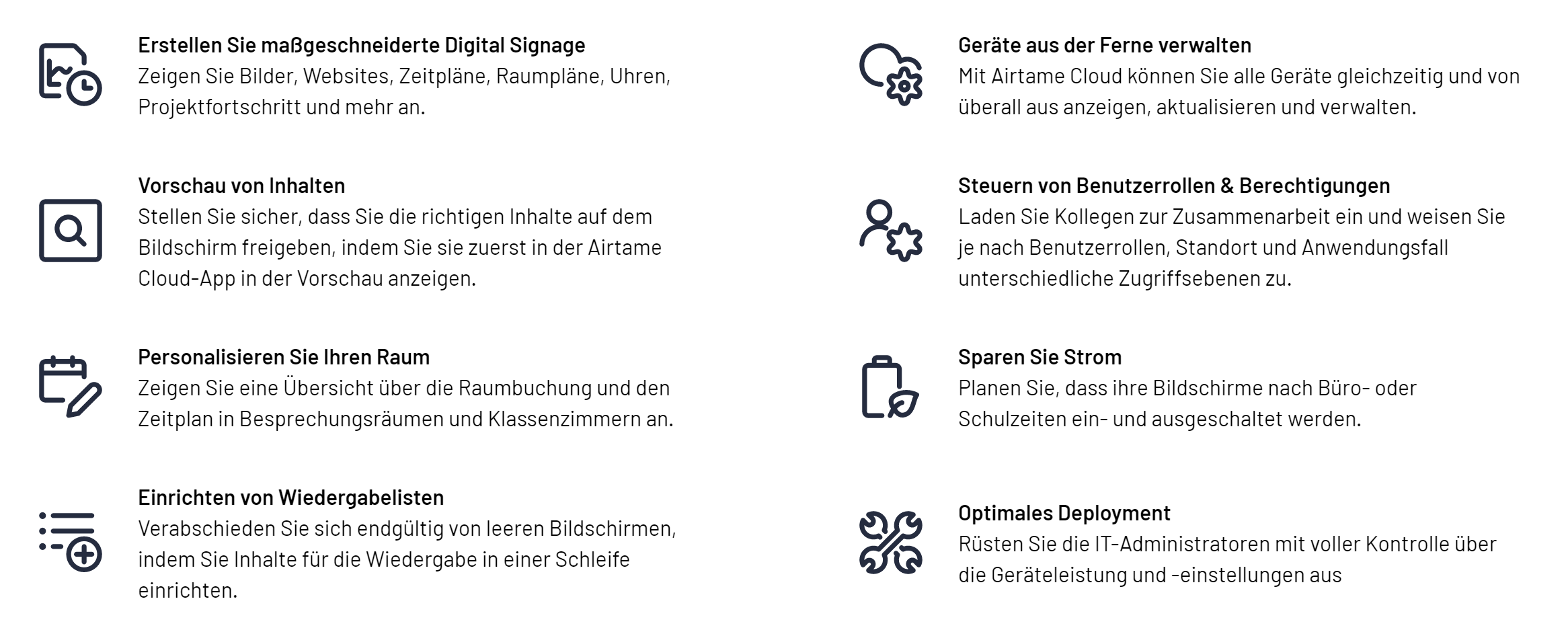 Mit dem Airtame 2 können Sie auch Digital Signage Inhalte einfach auf den Geräten veröffentlichen