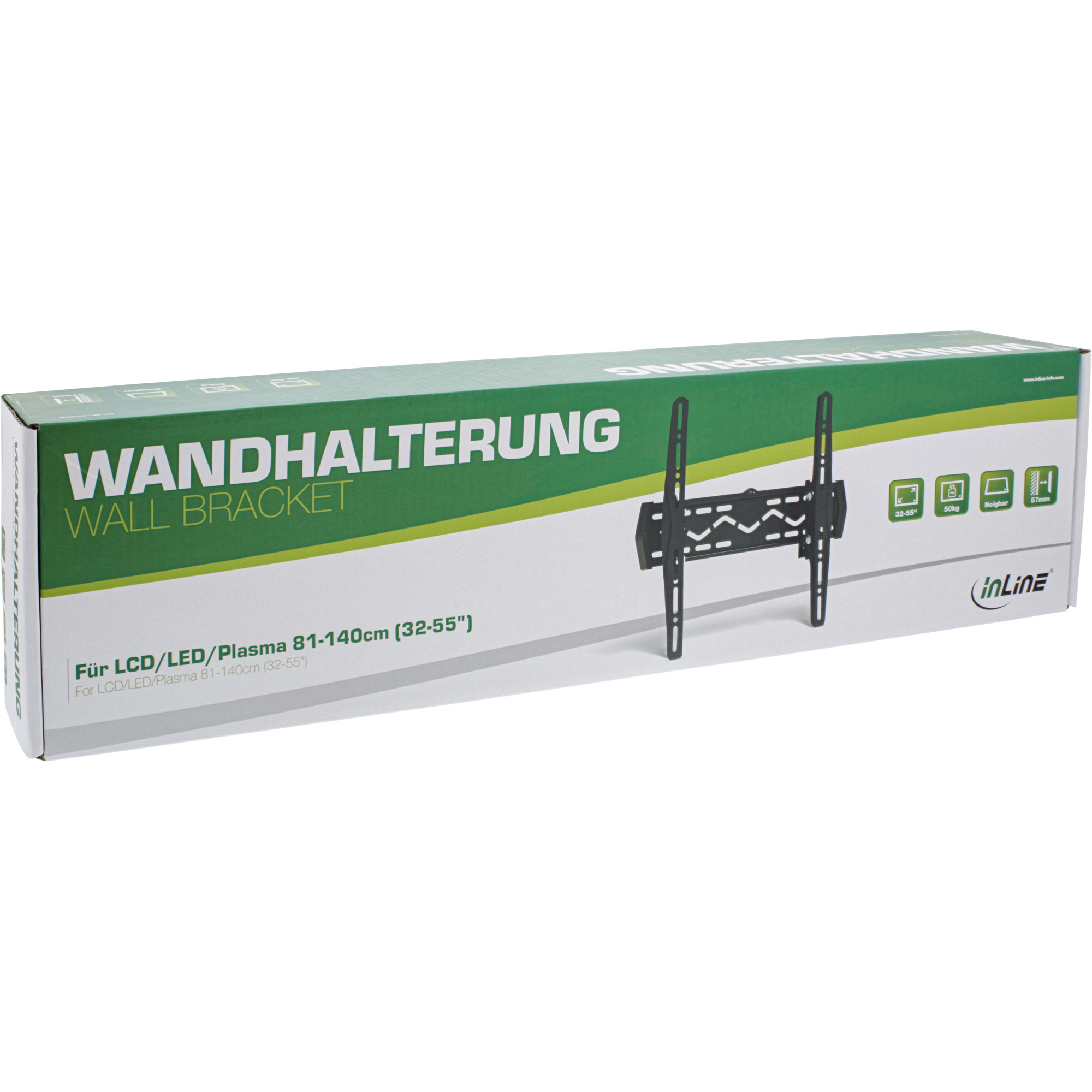 InLine 23101A - neigbare Wandhalterung - 32-55 Zoll - VESA 400x400mm - bis 50kg - Schwarz