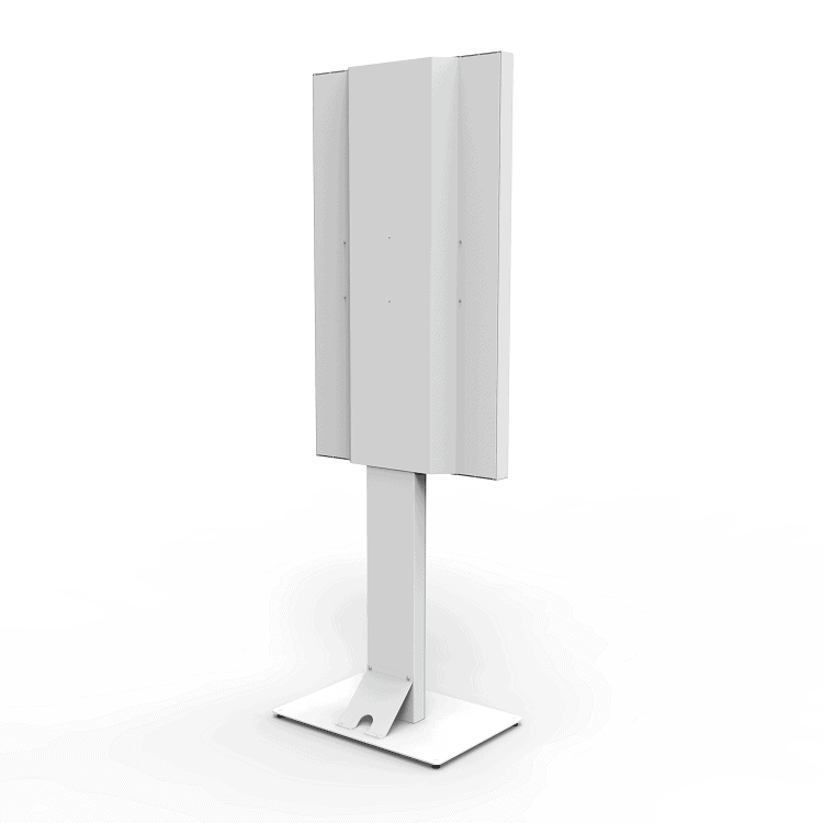 HI-ND FS5512-5001-01 - Floorstand Glas mit Gehäuse - Portrait - Weiß - für Samsung 55 Zoll Bildschirme der OM/QB/QM/QH-Serie