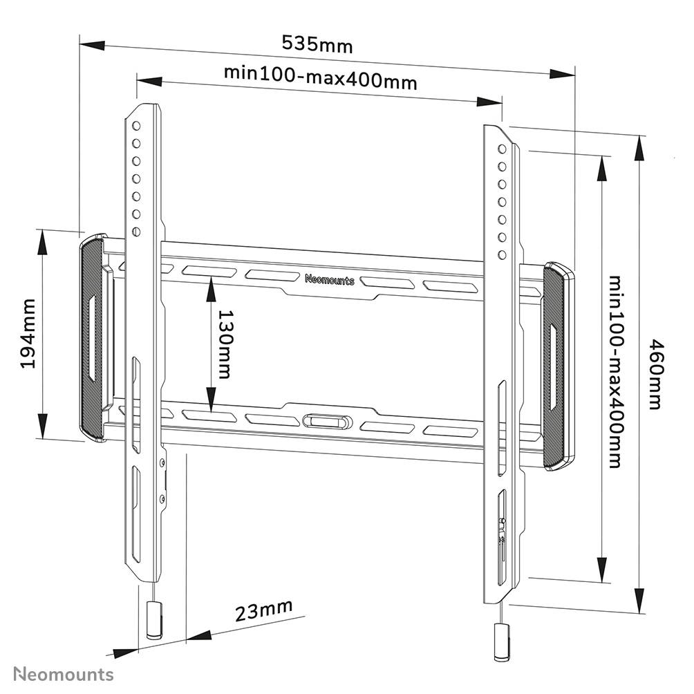 Neomounts WL30-550BL14 - fixe Wandhalterung - 32-65 Zoll - VESA 400x400mm - bis 60 kg - Schwarz