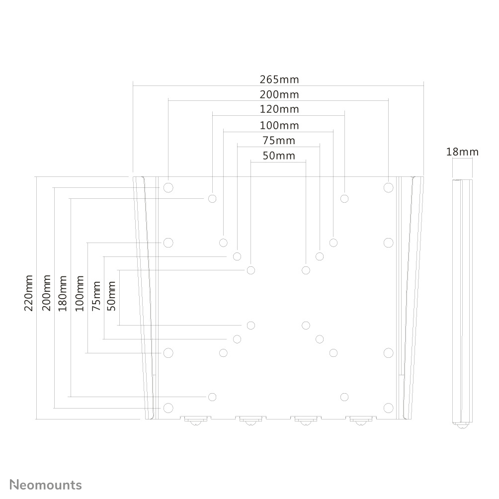 Neomounts FPMA-W110BLACK - feste Wandhalterung - 10-40 Zoll - VESA 200x200mm - bis 35kg - Schwarz