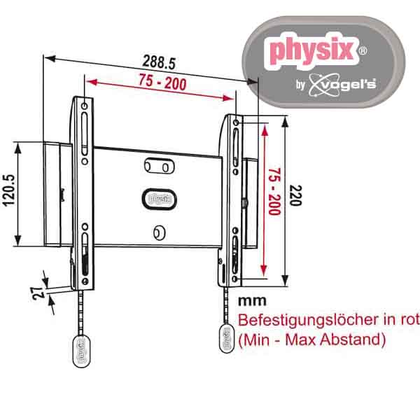 VOGELS PHW 100S - fixe Wandhalterung - 19 - 37 Zoll - VESA 200x200mm - bis 20kg - Schwarz