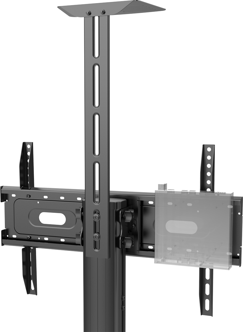 Vision VFM-F22 - höhenverstellbarer Alu-Rollwagen - Displayaufnahme drehbar - 31-80 Zoll - VESA 600x400mm - bis 60kg - Schwarz