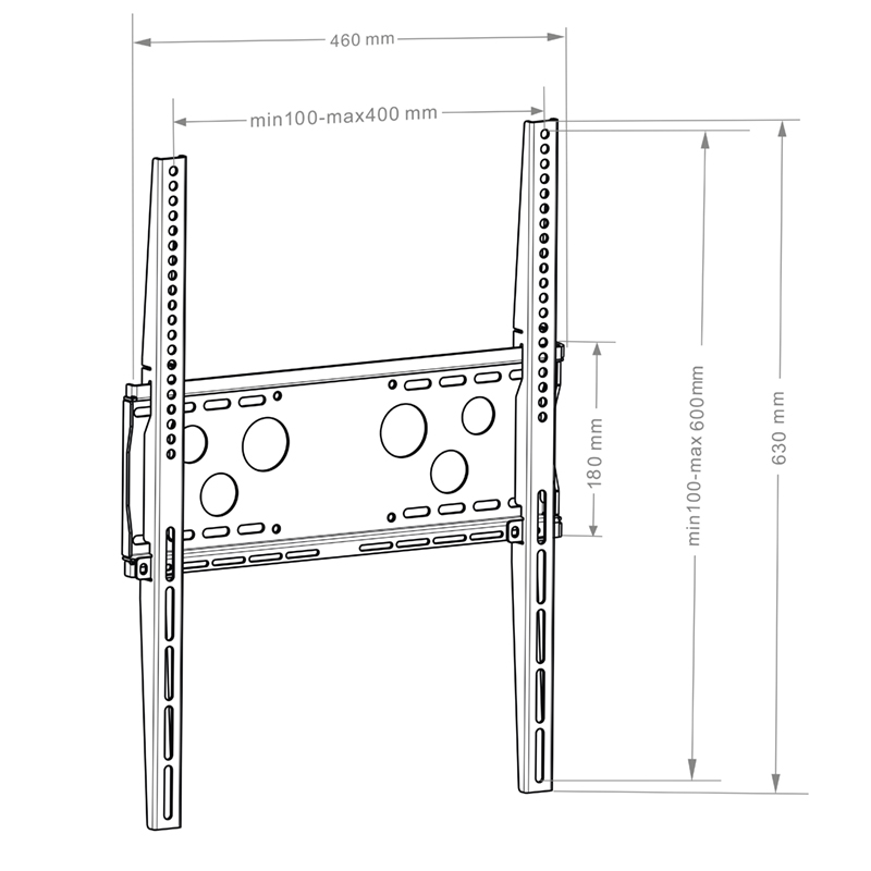 Hagor WH 50 F-HD - fixe Wandhalterung für Displays zwischen 32 - 75 Zoll - Hochformat - VESA 400x600mm - bis 125kg - 32 mm Wandabstand - Schwarz