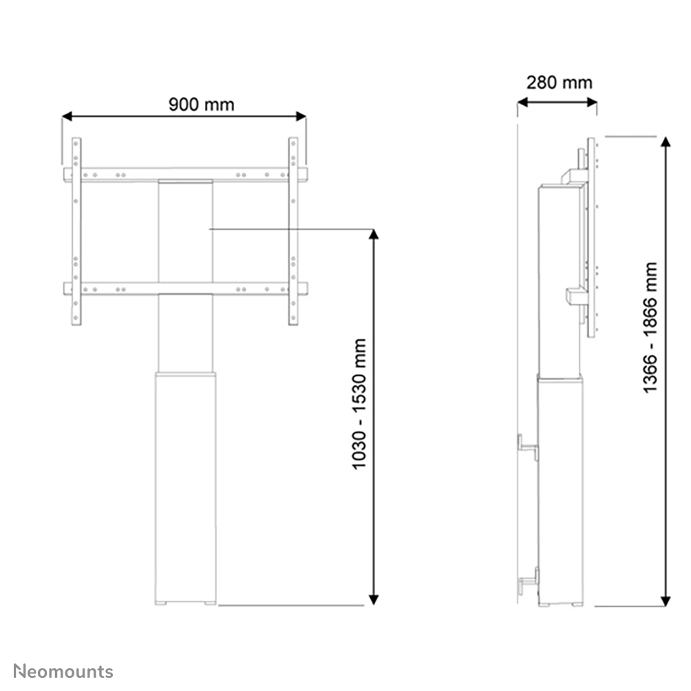 Neomounts PLASMA-W2250BLACK - motorisierte Boden-Wandhalterung - 42-100 Zoll - VESA 800x600mm - bis 130 kg - Schwarz