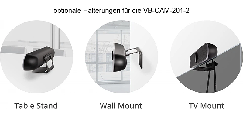 ViewSonic VB-CAM-201-2 – 4K UHD Webcam - 8MP - 121° Weitwinkel Autofokus - USB - Mikrofon - für Windows und Mac - kleine Räume - Schwarz