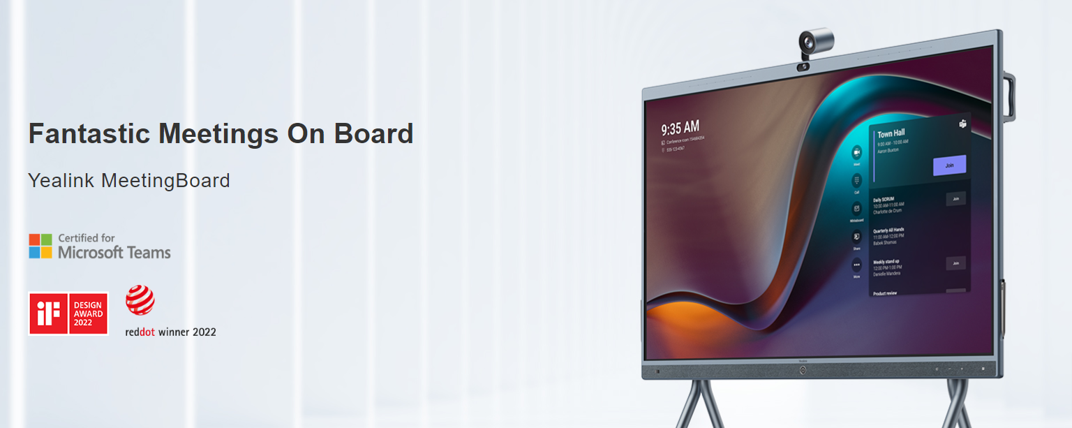 Yealink MB65-A001 MeetingBoard - 65 Zoll - Ultra-HD - 3840x2160 Pixel - 20 Punkt - MS Teams und Zoom Display - Silber