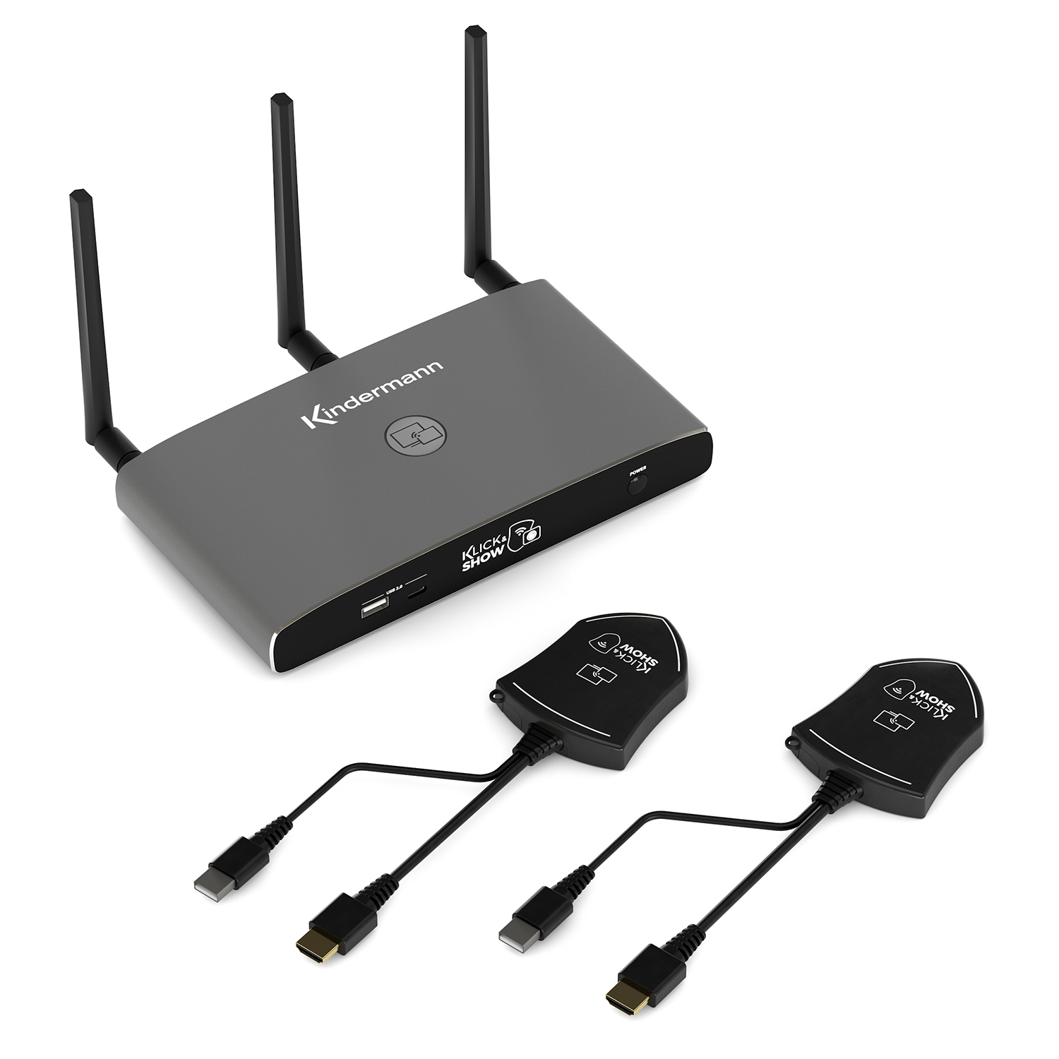 Kindermann KLICK+SHOW K-FX HDMI Kit - drahtloses Konferenzraumsystem mit 2 x HDMI  Dongles - BYOM