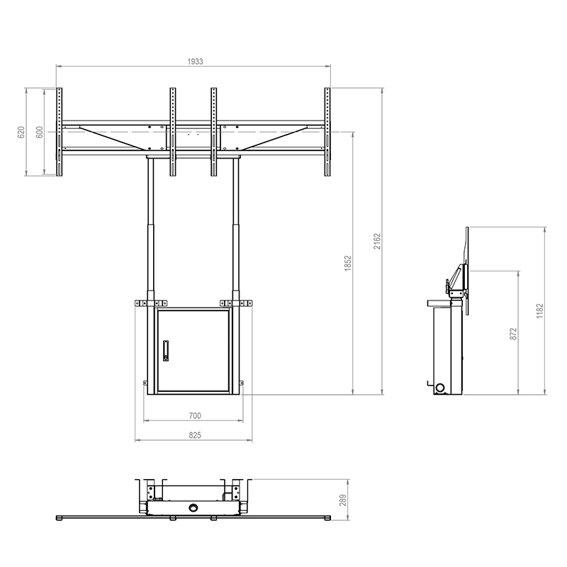 Hagor HP Twin Lift FW-DB - elektrisch höhenverstellbares Liftsystem zur Boden-Wand Montage - für zwei Displays 'side-by-side' - 2x 46-65 Zoll - VESA 600x400mm -  bis 60kg pro Display - Schwarz