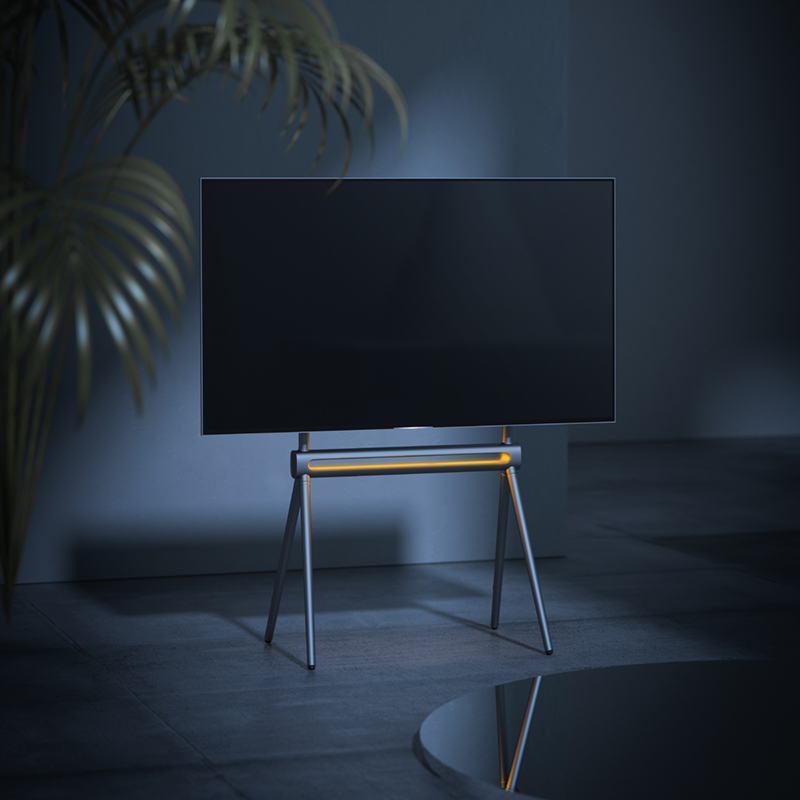 Hagor Elia Studio Shine Grey - Standsystem im Staffelei Design mit LED - 40-70 Zoll - VESA 600x400mm - max. 40kg - dunkelgrau