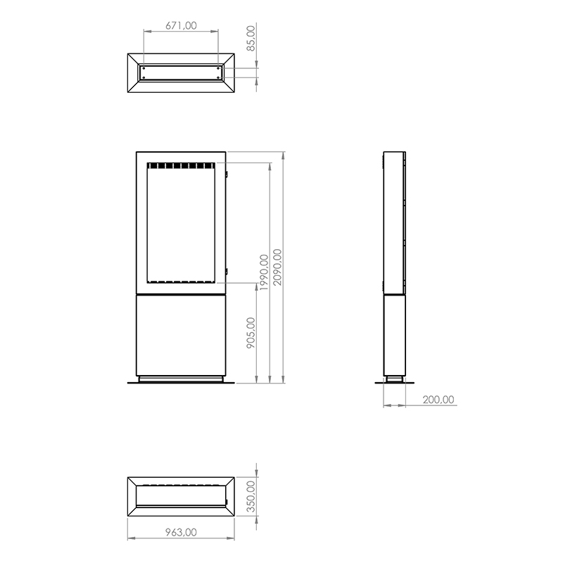 Hagor ScreenOut® Eco Kiosk M - Outdoor-Stele inkl. Heizung und Lüftung - 46-49 Zoll - IP65 / IP54 - Vandalismusgeschützt - Hochformat