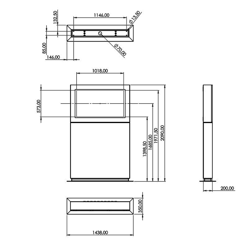 Hagor ScreenOut Eco Kiosk M - Outdoor Stele - 46-49 Zoll - Heizung und Lüftung - IP65 und IP54 - Vandalismusgeschützt - Querformat