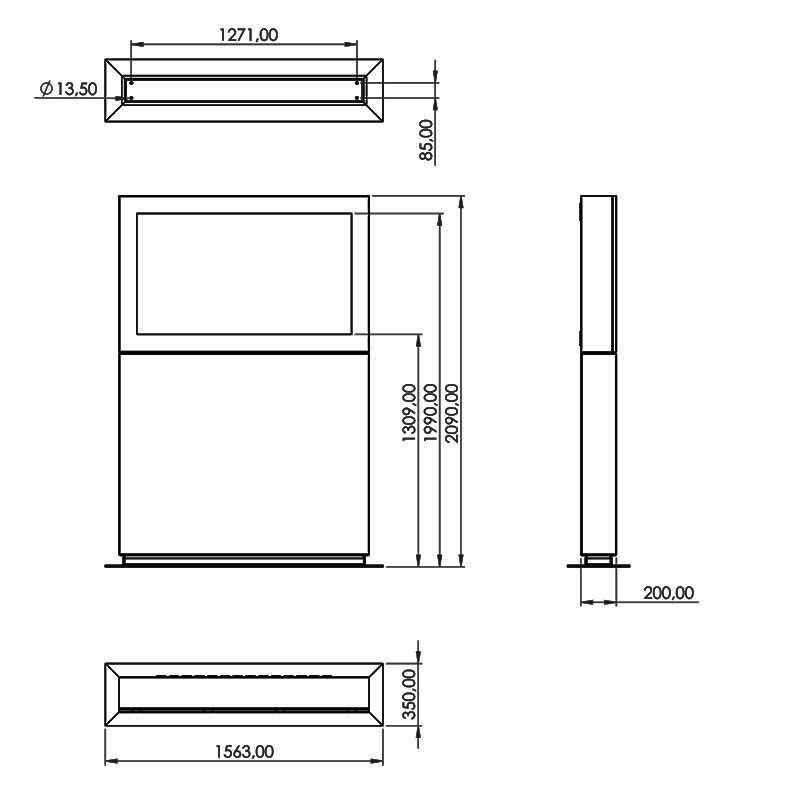 Hagor ScreenOut Eco Kiosk L - Outdoor Stele - 50-55 Zoll - Heizung und Lüftung - IP65 und IP54 - Vandalismusgeschützt - Querformat