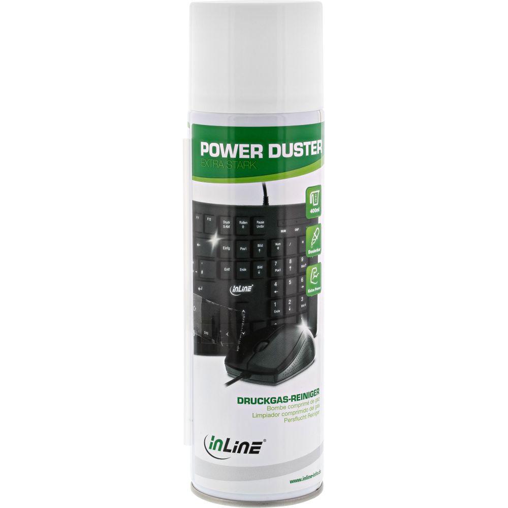 InLine Power Duster - Druckluftreiniger 43218A - extra stark - Spraydose 400ml