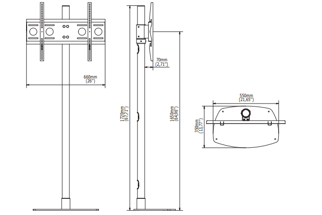 edbak EB-STD01C-B - höhenverstellbarer Standfuß für Displays 40 - 75 Zoll - VESA 600x400 mm - bis 80 kg - Landscape - Silber / Schwarz