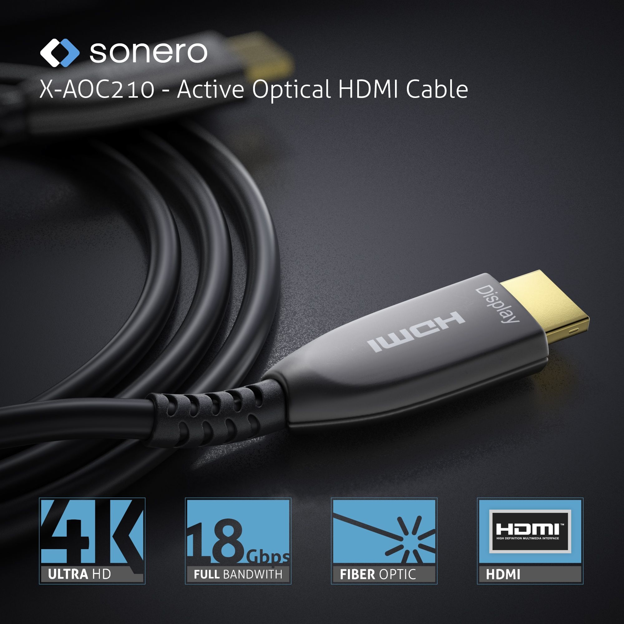 Sonero X-AOC210-400 - HDMI 4K Glasfaserkabel - 18 Gbps - 40,0m - Schwarz