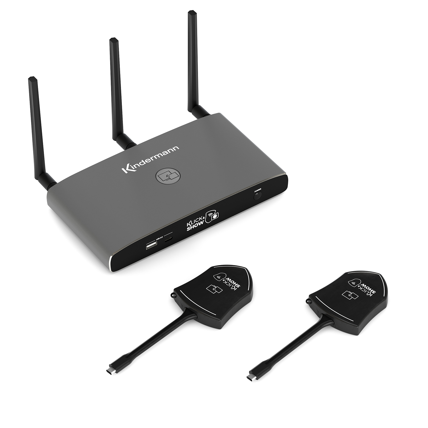 Kindermann KLICK+SHOW K-FX USB-C Kit - drahtloses Konferenzraumsystem mit 2 x USB-C Dongles - BYOM