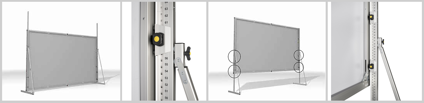 Mit den AV STUMPFL AT64-SHIFT Stellfüßen ist das mobile Leinwandsystem in wenigen Minuten problemlos aufgebaut