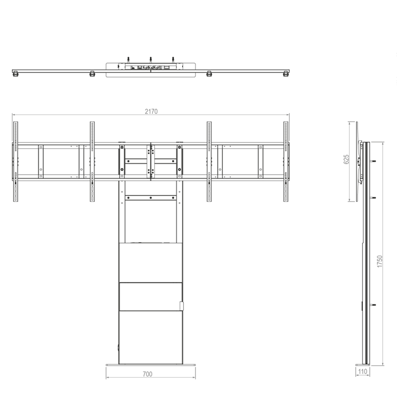 Hagor Pro-Tower Wall Dual - Standsystem zur Boden-Wandmontage - 2x 55-65 Zoll - Side-by-Side 55kg - VESA 600x400mm - Schwarz