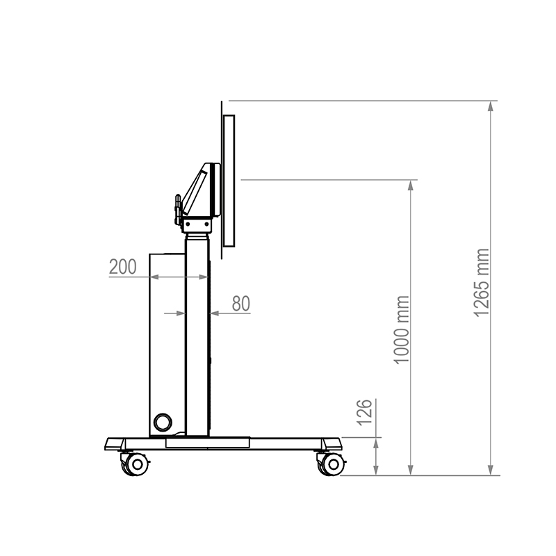 Hagor HP Twin Lift M-Flip + Adapter 65" - mobiles, elektrisch höhenverstellbares Liftsystem - displayspezifisch für Samsung Flip WM65B - bis 45kg - Weiss