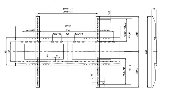 ViewSonic VB-WMK-001-2C Wandhalterung - Maßblatt