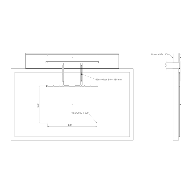 Hagor Nureva HDL 300 Adapter -  für 75-86 Zoll Displays - VESA 800mm