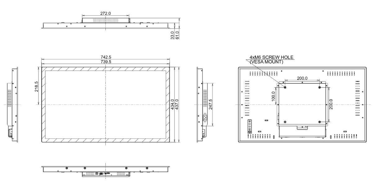 Das ProLite TF3215MC-B1AG ist mit dem VESA-Montage-Standard 200 x 200 mm konform.