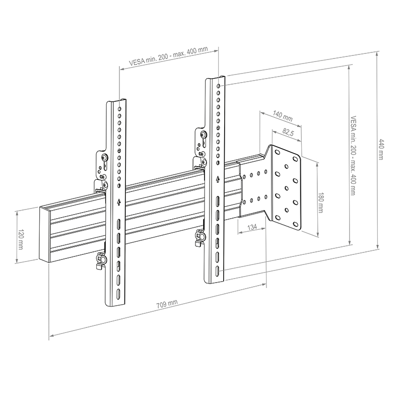 Hagor CPS FROM WALL SINGLE - Wandhalterung - 42-55 Zoll - VESA 600x400mm - bis 35kg - Schwarz