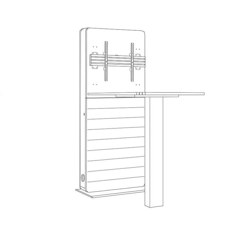 Hagor CON-Line® FS Table - 32-55 Zoll - Landscape - Medienstele mit Steh-Besprechungstisch - Freistehend - Weiß