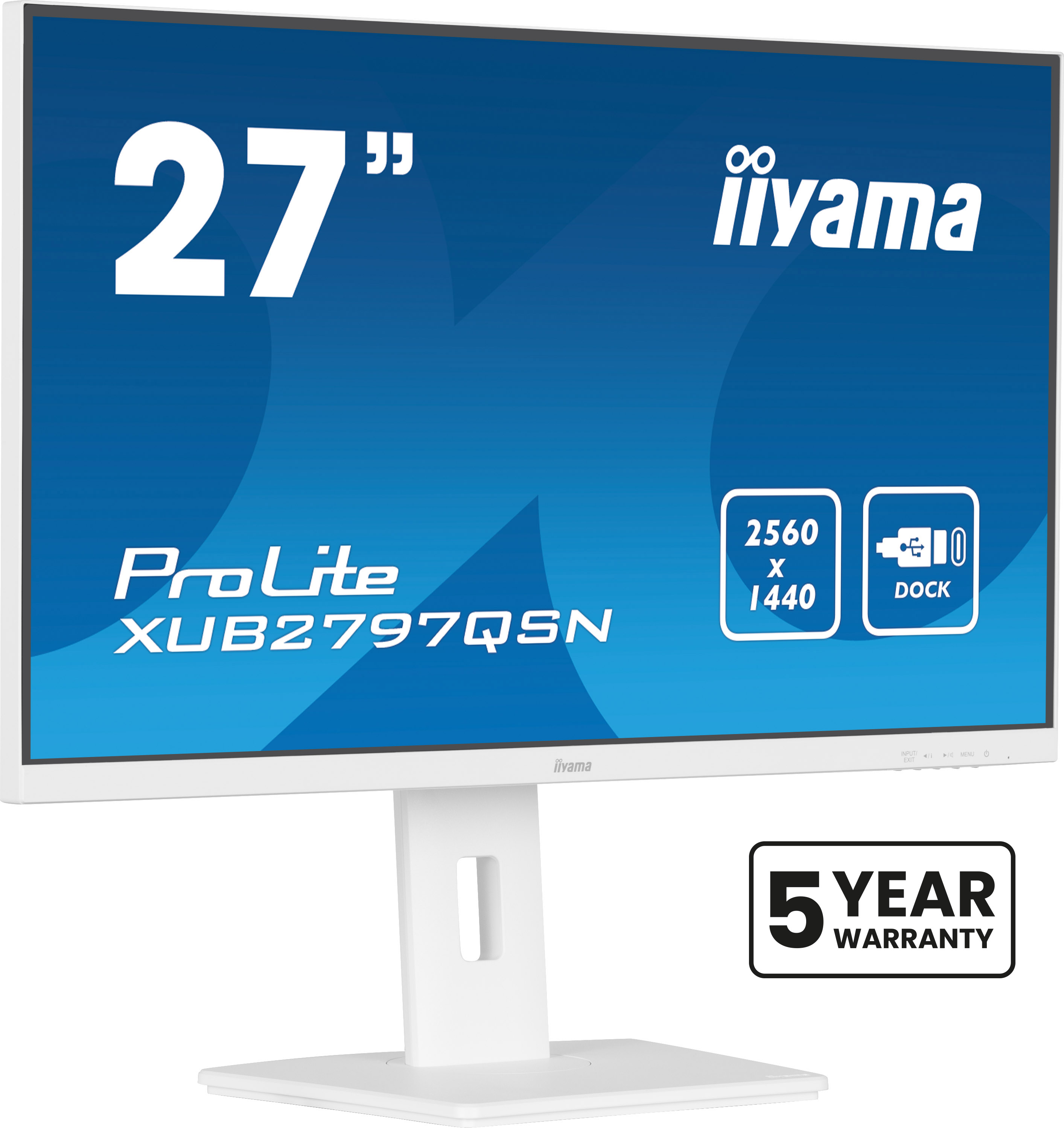 iiyama ProLite XUB2792QSN-W2 - 27 Zoll Monitor - 300 cd/m² - QHD - 2560x1440 Pixel - USB-C Dock - Weiß