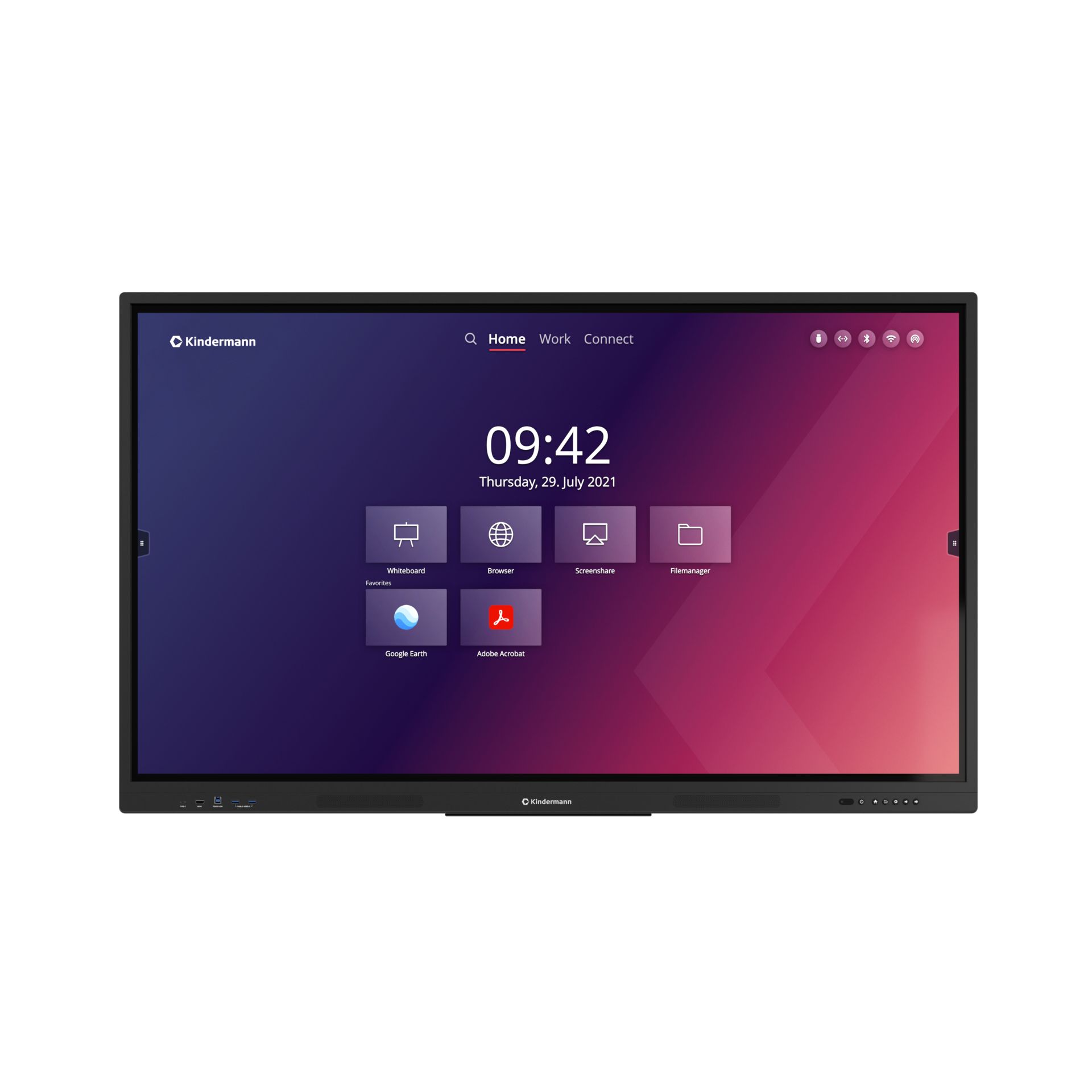 Kindermann TD-1165² - 65 Zoll - 350 cd/m² - Ultra-HD - 3840x2160 Pixel - 18/7 - 40-Punkt - Multitouch Display 