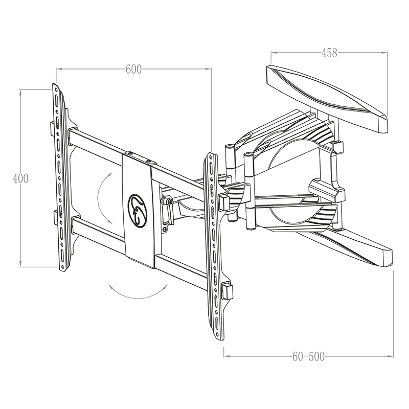 Hagor BrackIT XL HD - schwenk- und neigbare Wandhalterung - 55-75 Zoll - VESA 800x600mm - bis 80kg - Schwarz