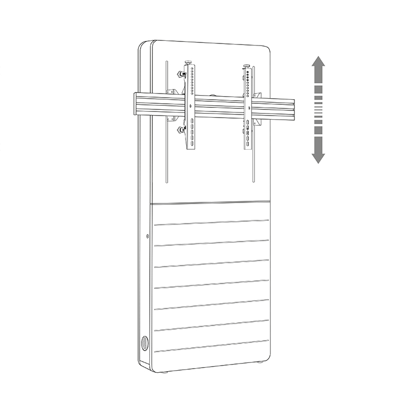 Hagor CON-Line® W Lift - 55-75 Zoll - Boden-Wand-Montage - Medienstele mit elektrisch-höhenverstellbarer Displayhalterung - Landscape - Weiß