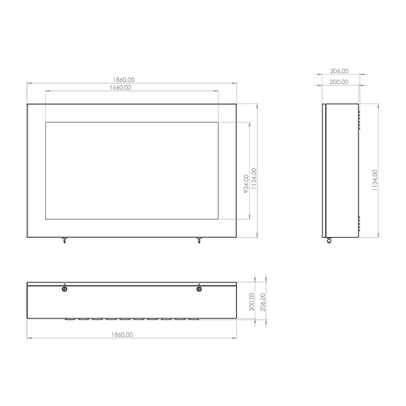 Hagor ScreenOut® Pro XXL Landscape - 75 Zoll - Outdoorschutzgehäuse zur Wandmontage - inkl. Heizung & HQ-Lüftung - Schwarz