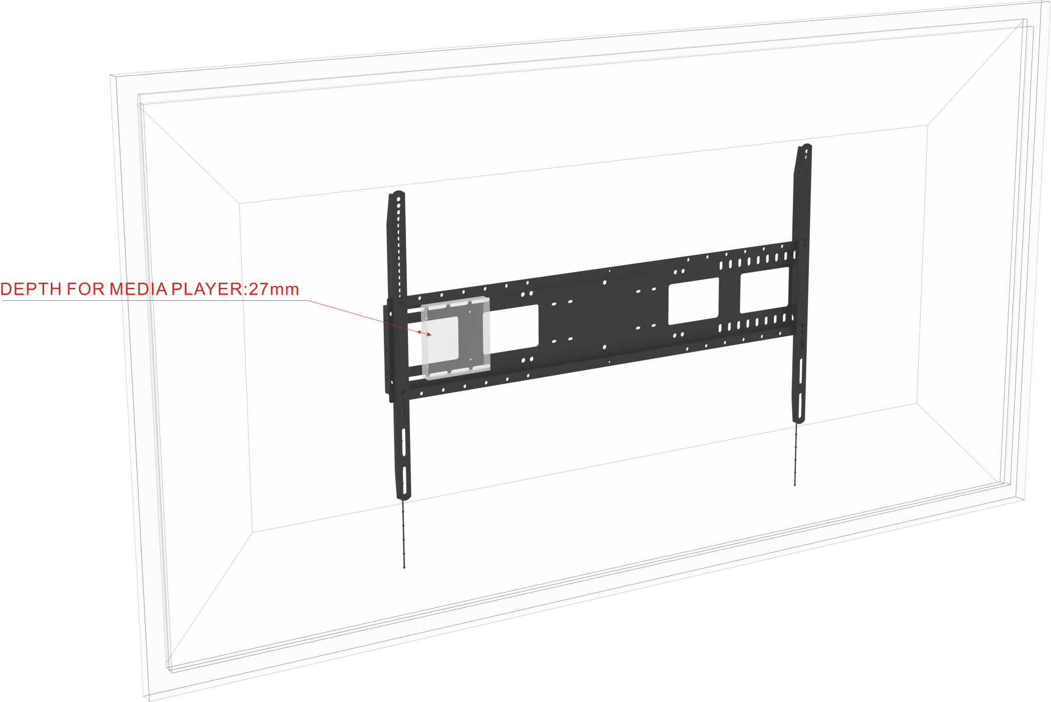 Vision VFM-W10X6 - hochbelastbare Wandhalterung - 55-90 Zoll - VESA 1000 x 600 mm - bis 130kg - Schwarz